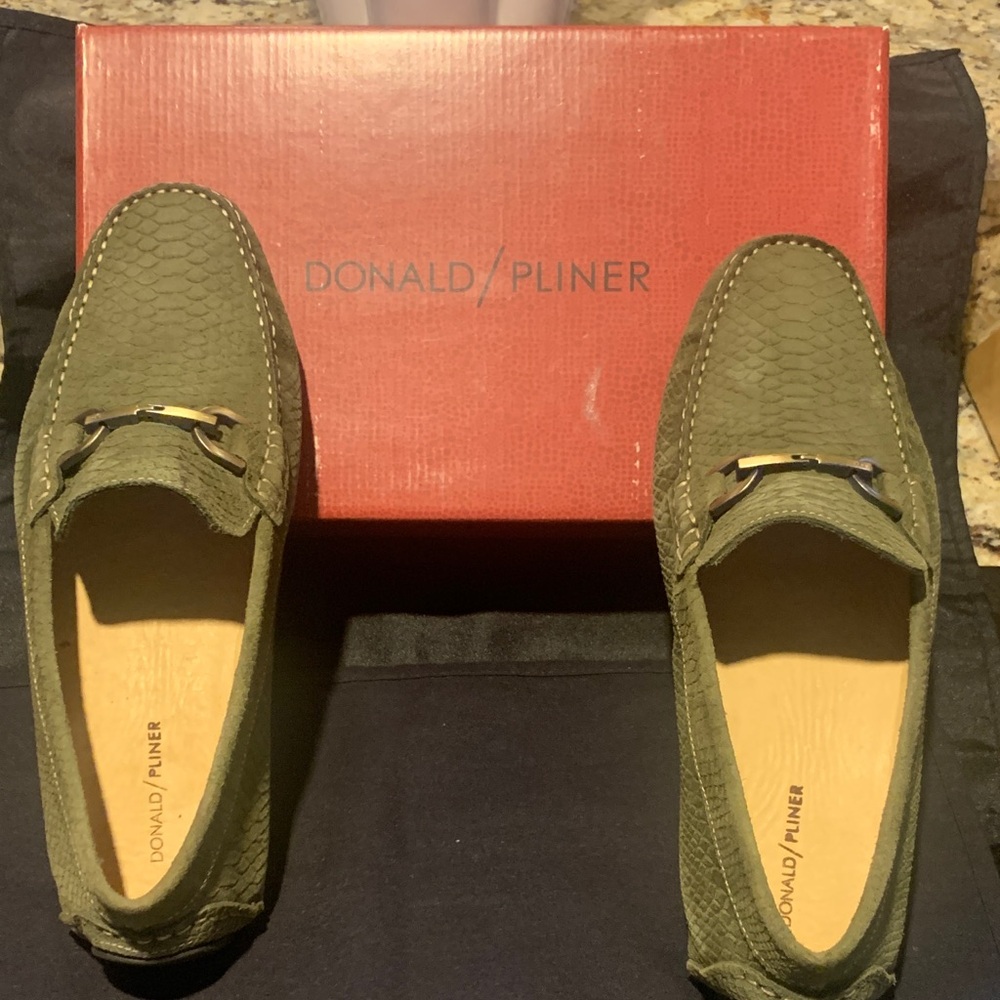 Donald J. Pliner Olive Embossed Suede/ python